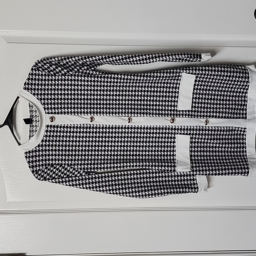 Black and White Houndstooth Cardigan
